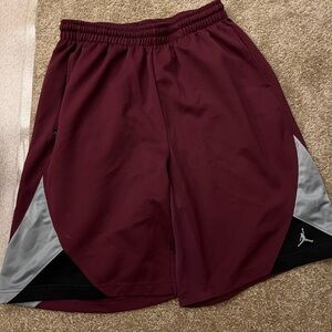 Maroon, black and gray Air Jordan Shorts
